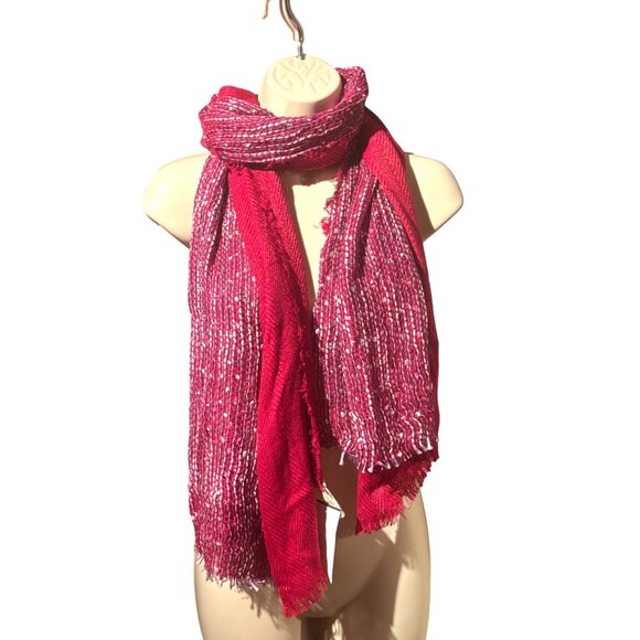 Collection XIIX Metallic Textured Scarf, Glazed Raspberry, OS - Picture 2 of 7